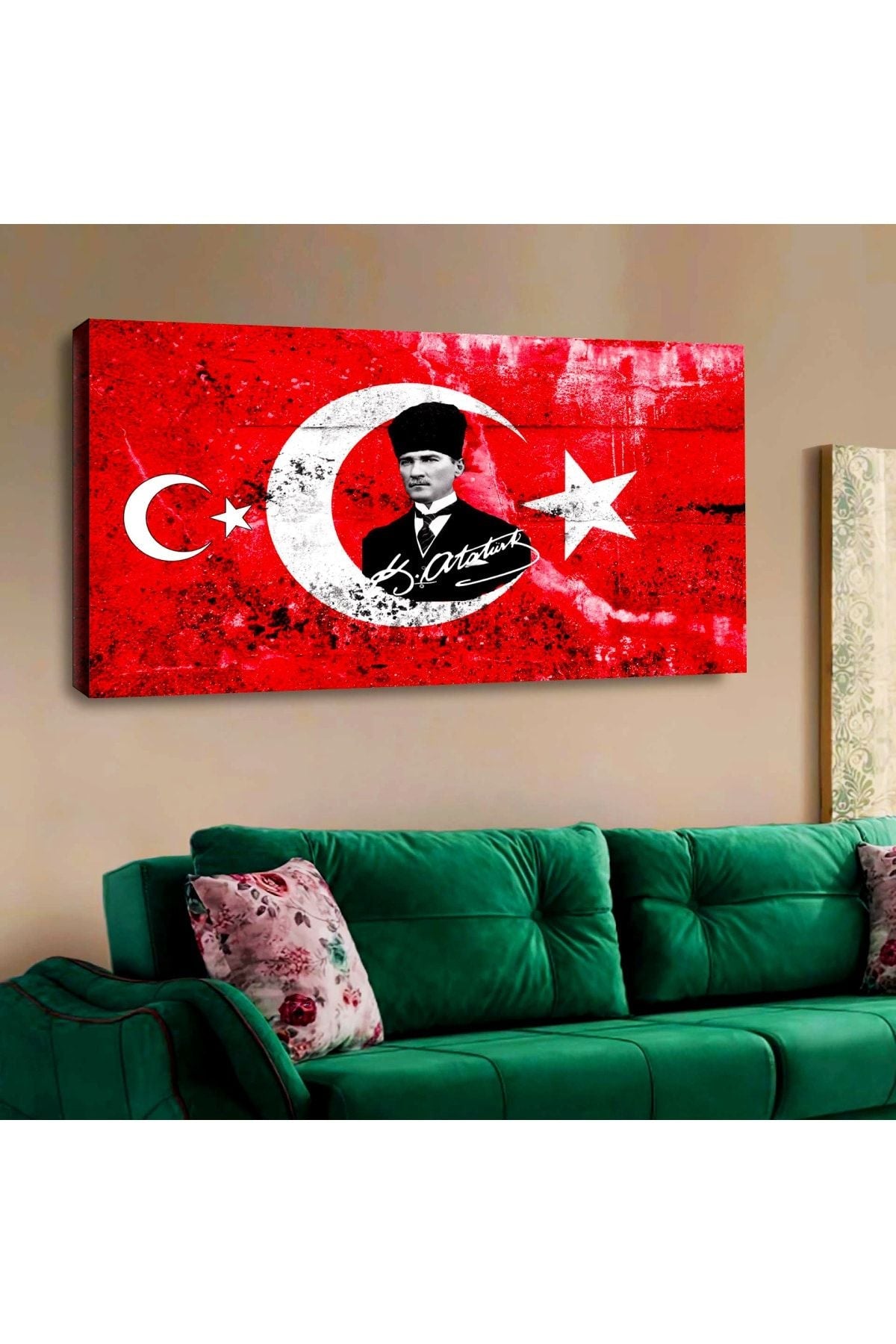 İntroya Kanvas Atatürk Ve Türk Barağı Tablosu