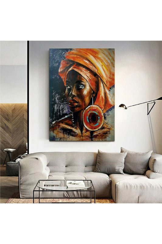 Kolaj Çizim Afrikalı Kadın Kanvas Tablo