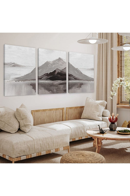 Minimalist Dağ Manzara Soyut Desen 3'Lü Kanvas Tablo