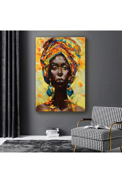 Kolaj Çizim Afrikalı Kadın Kanvas Tablo
