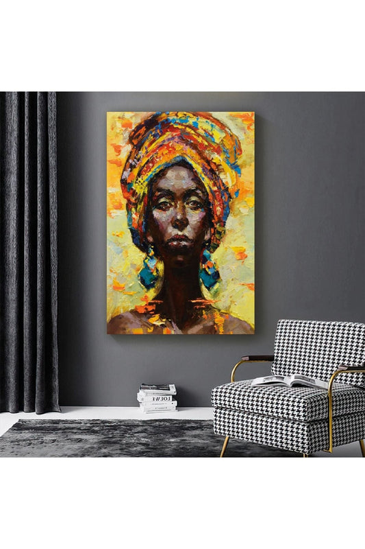 Kolaj Çizim Afrikalı Kadın Kanvas Tablo