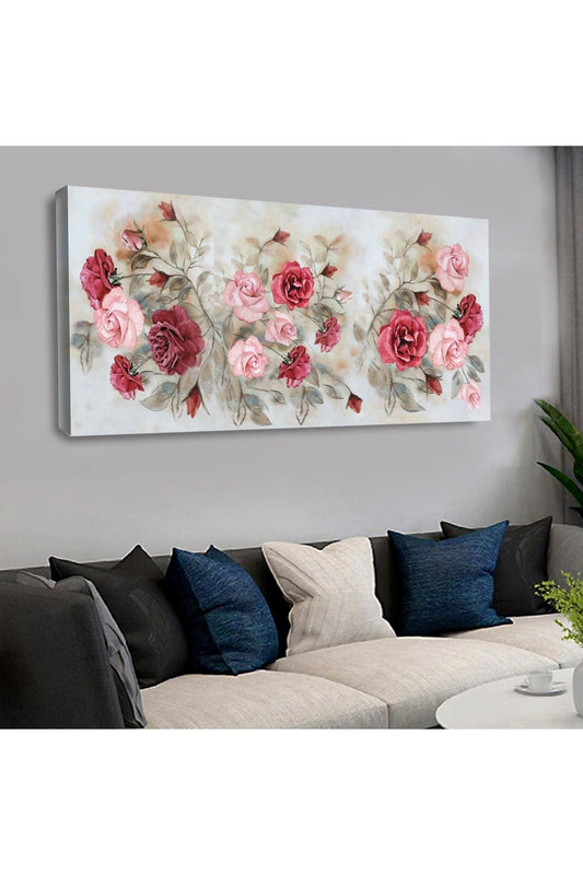 Kanvas Pembe Kırmızı Gül Tablo