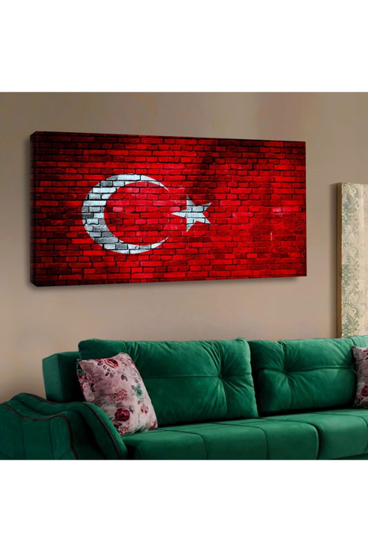 Kanvas Tuğla Desenli Türk Bayrağı Tablosu
