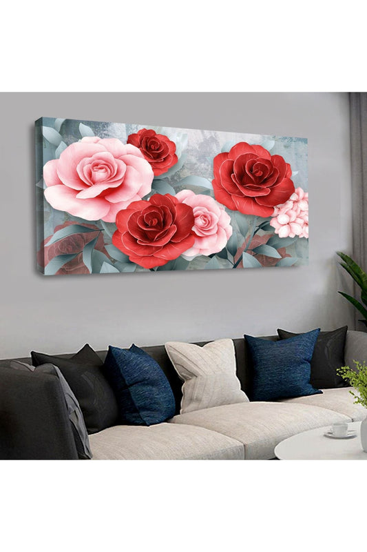 Kanvas Pembe Kırmızı Gül Tablo