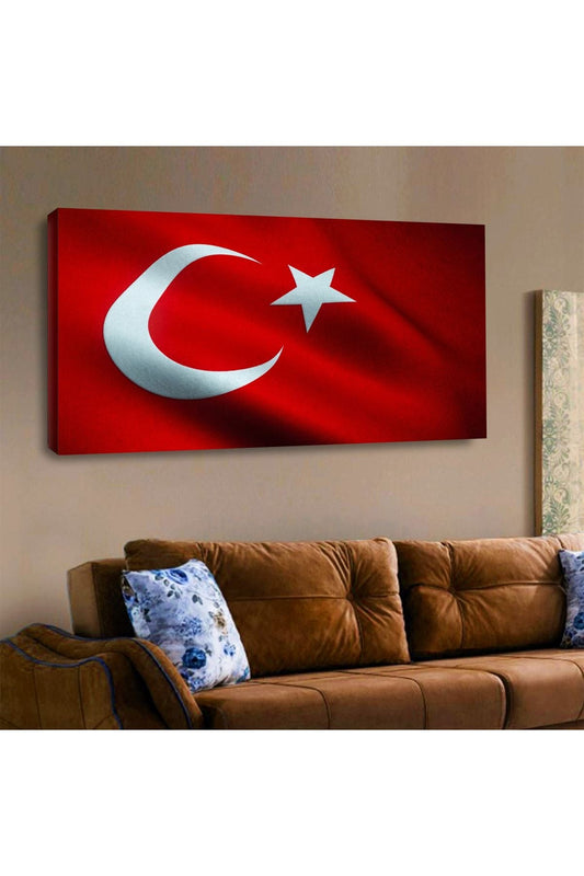 İntroya Kanvas Dalgalanan Türk Bayrağı Tablosu